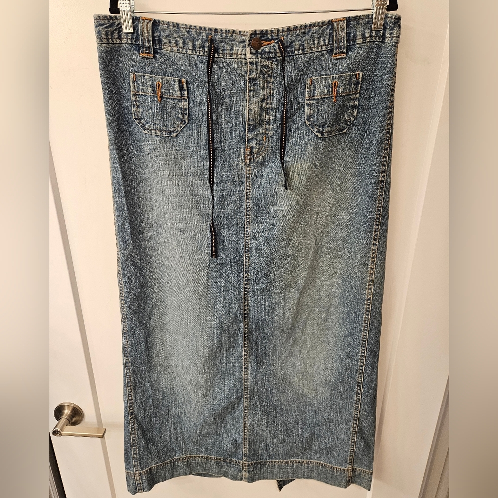NWT - Venezia Vintage Denim Drawstring Midi Skirt - Size 14